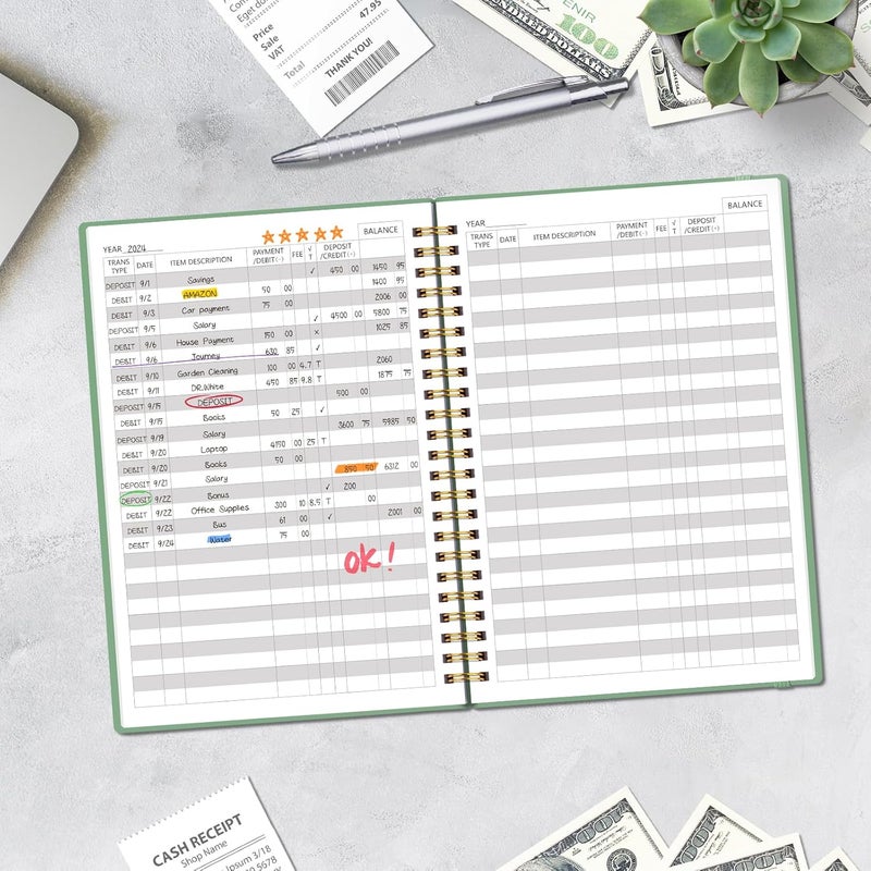 Blugool Accounting Ledger Book for Small Business Bookkeeping & Personal Use, Expense Tracker Notebook for Family Budget, Bookkeeping Record Book, Income and Expense Log Book - 8.4" x 6.1" (Green) - Image 5